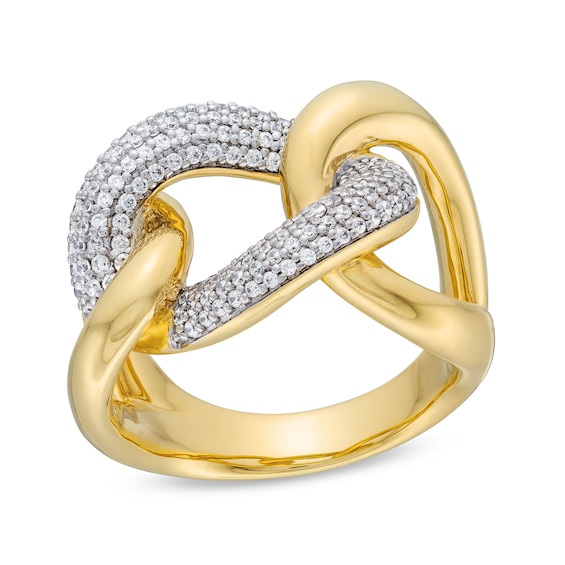 1/2 CT. T.w. Diamond Cuban Curb Link Ring in 10K Gold