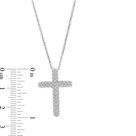5/8 CT. T.w. Diamond Triple Row Cross Pendant in 10K White Gold