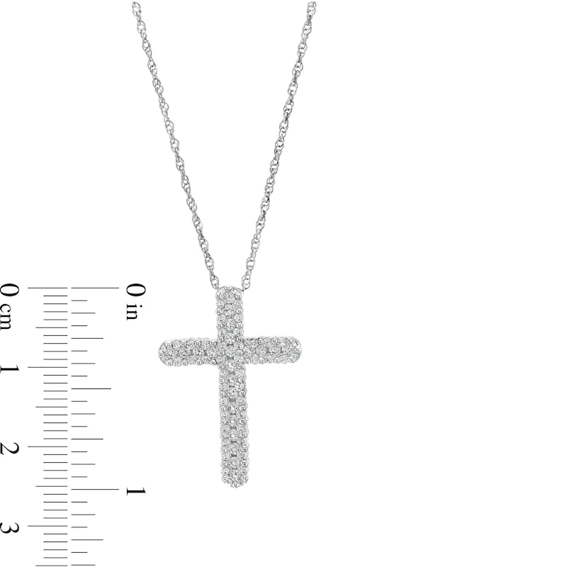 5/8 CT. T.W. Diamond Triple Row Cross Pendant in 10K White Gold