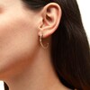 Thumbnail Image 2 of 1/4 CT. T.W. Diamond Duos and Rice Bead Alternating Open Hoop Earrings in 10K Gold