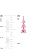 Thumbnail Image 3 of Pink Lab-Created Sapphire Graduated Three Stone Hoop Earrings in 10K Rose Gold