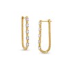 Thumbnail Image 1 of 1/2 CT. T.W. Diamond Station Rope-Textured U-Hoop Earrings in 10K Gold