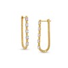 Thumbnail Image 0 of 1/2 CT. T.W. Diamond Station Rope-Textured U-Hoop Earrings in 10K Gold