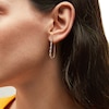 Thumbnail Image 2 of 1/2 CT. T.W. Diamond Station Rope-Textured U-Hoop Earrings in 10K Gold