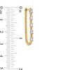 Thumbnail Image 2 of 1/2 CT. T.W. Diamond Station Rope-Textured U-Hoop Earrings in 10K Gold