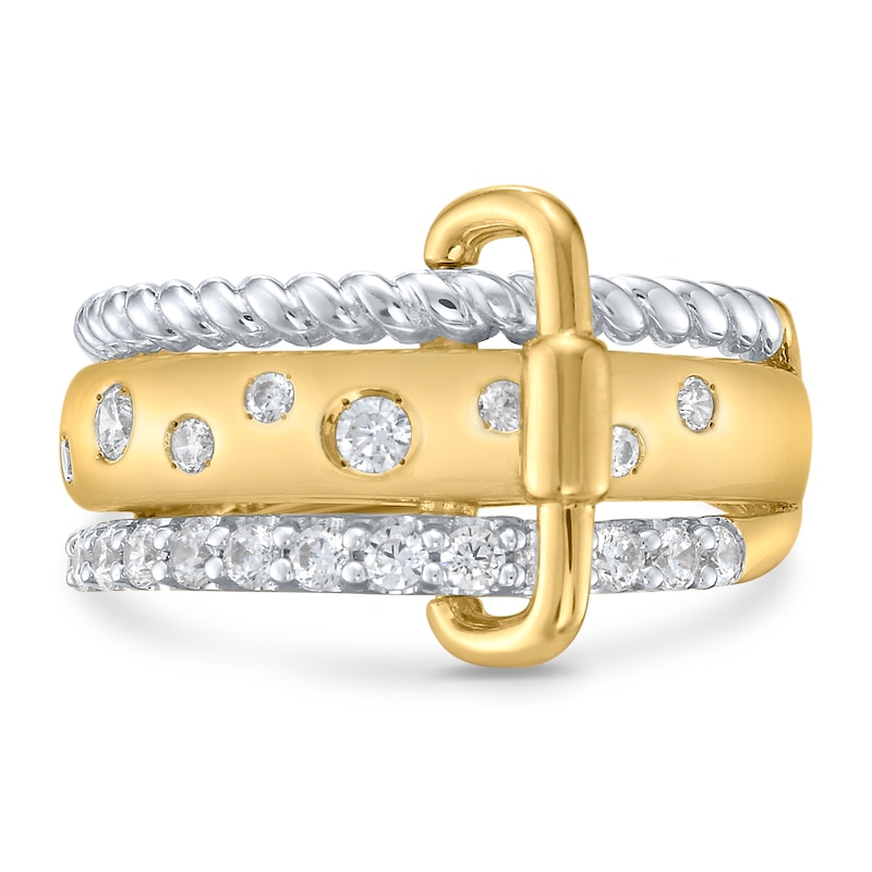 Main Image 3 of 1/2 CT. T.W. Certified Lab-Grown Diamond Buckle Ring in Sterling Silver and 10K Gold Plate (I/SI2)