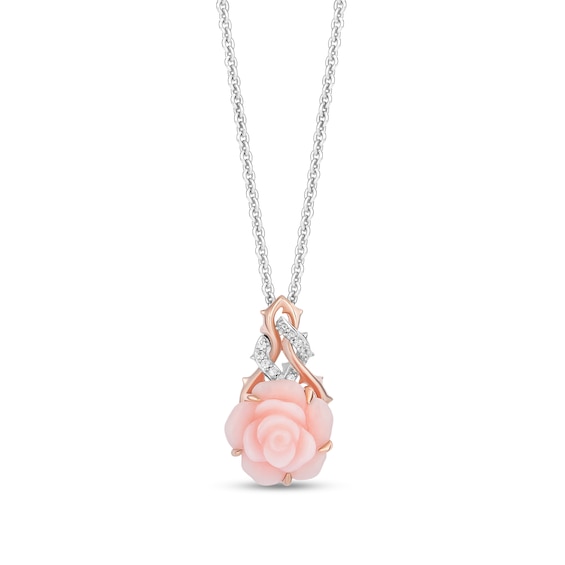 Collectorâs Edition Enchanted Disney Sleeping Beauty 65th Anniversary Flower Pendant in Sterling Silver and Rose Gold