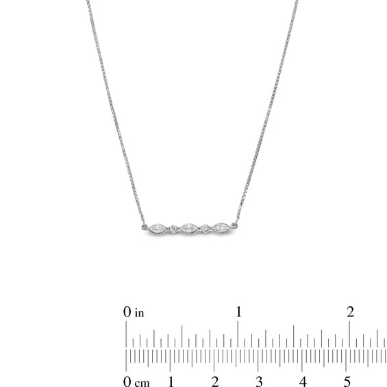 1/5 CT. T.w. Marquise-Cut and Round Certified Lab-Grown Diamond Bar Necklace in 14K White Gold (F/Si2)
