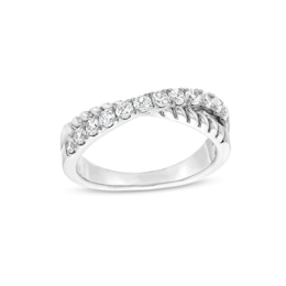 1/2 CT. T.W. Certified Lab-Grown Diamond Rope Criss-Cross Ring in 14K White Gold (F/SI2)