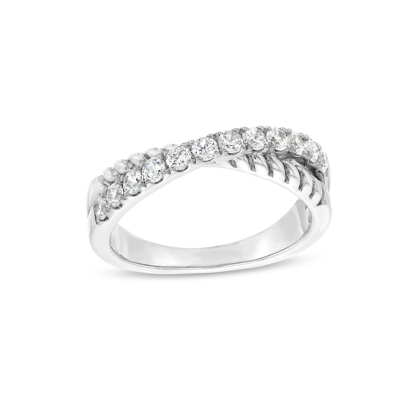 Main Image 1 of 1/2 CT. T.W. Certified Lab-Grown Diamond Rope Criss-Cross Ring in 14K White Gold (F/SI2)