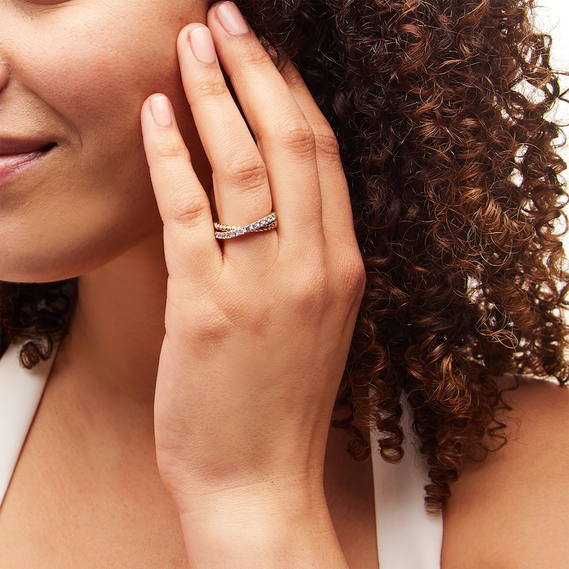 1/2 CT. T.W. Certified Lab-Created Diamond Rope Criss-Cross Ring in 14K White Gold (F/SI2)