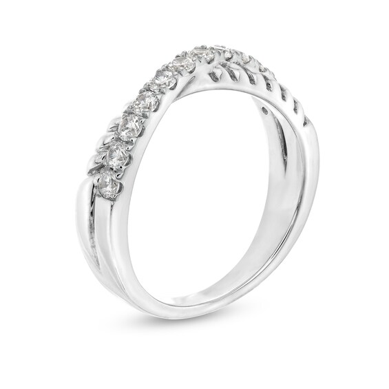 1/2 CT. T.w. Certified Lab-Grown Diamond Rope Criss-Cross Ring in 14K White Gold (F/Si2)