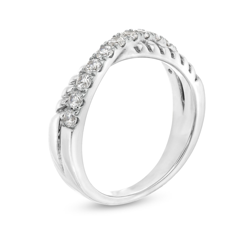 Main Image 3 of 1/2 CT. T.W. Certified Lab-Grown Diamond Rope Criss-Cross Ring in 14K White Gold (F/SI2)