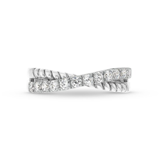 1/2 CT. T.w. Certified Lab-Grown Diamond Rope Criss-Cross Ring in 14K White Gold (F/Si2)