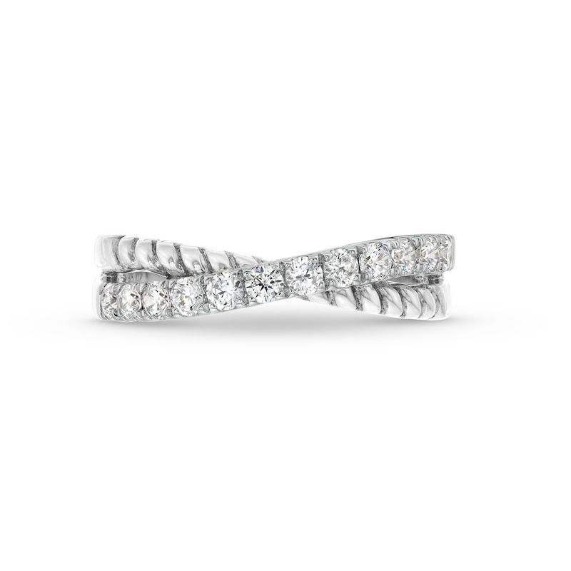 Main Image 4 of 1/2 CT. T.W. Certified Lab-Grown Diamond Rope Criss-Cross Ring in 14K White Gold (F/SI2)