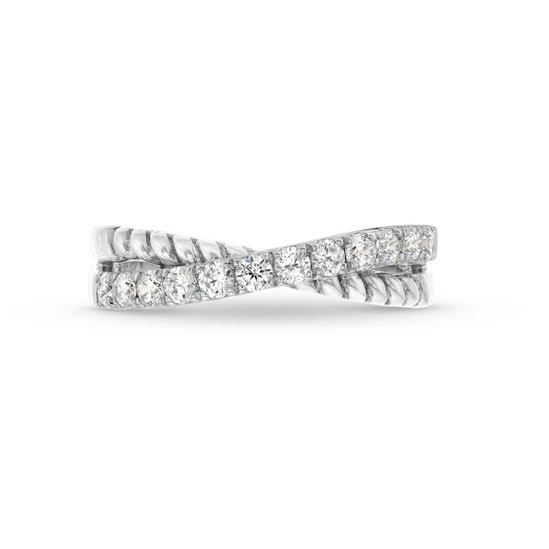 1/2 CT. T.W. Certified Lab-Created Diamond Rope Criss-Cross Ring in 14K White Gold (F/SI2)