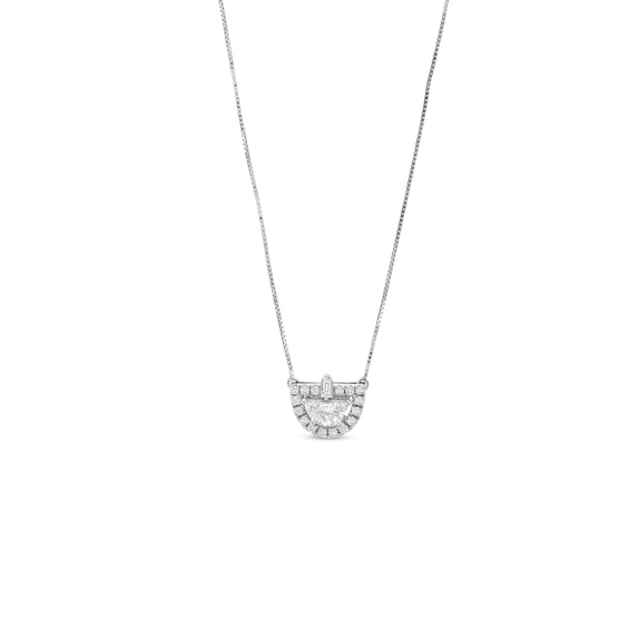 1/3 CT. T.w. Half-Moon Certified Lab-Created Diamond Frame Pendant in 14K White Gold (F/Vs2)