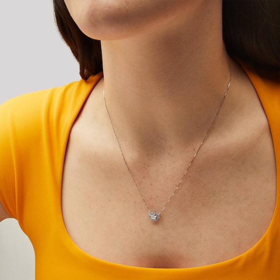 1/3 CT. T.w. Half-Moon Lab-Grown Diamond Frame Pendant in 14K White Gold (F/Vs2)