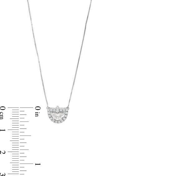 1/3 CT. T.w. Half-Moon Lab-Grown Diamond Frame Pendant in 14K White Gold (F/Vs2)