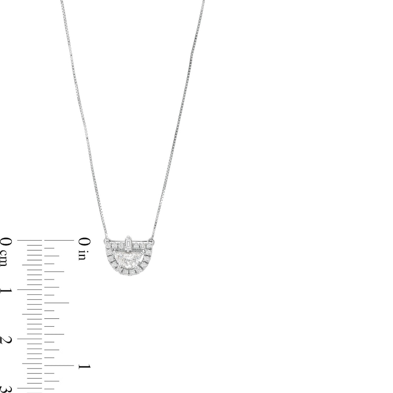 1/3 CT. T.W. Half-Moon Certified Lab-Created Diamond Frame Pendant in 14K White Gold (F/VS2)