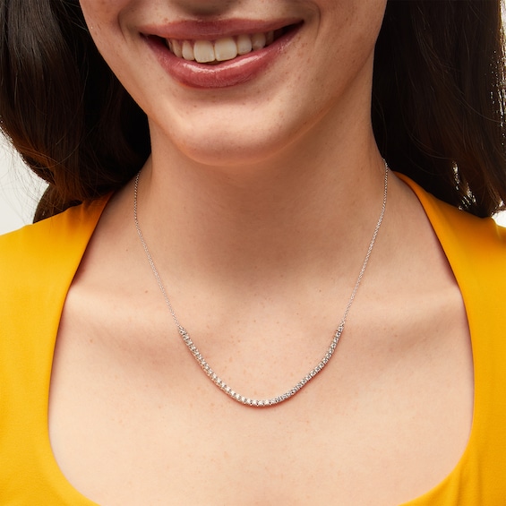 2 CT. T.w. Lab-Grown Diamond Line Necklace in 14K White Gold (F/Si2)