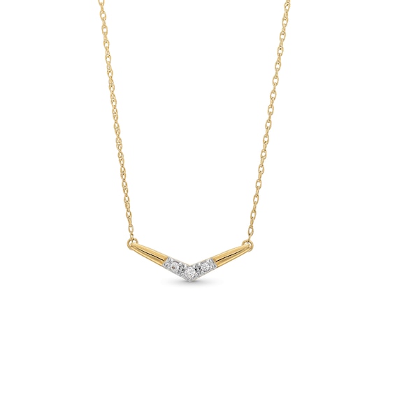 Diamond Accent Chevron Necklace in 10K Gold