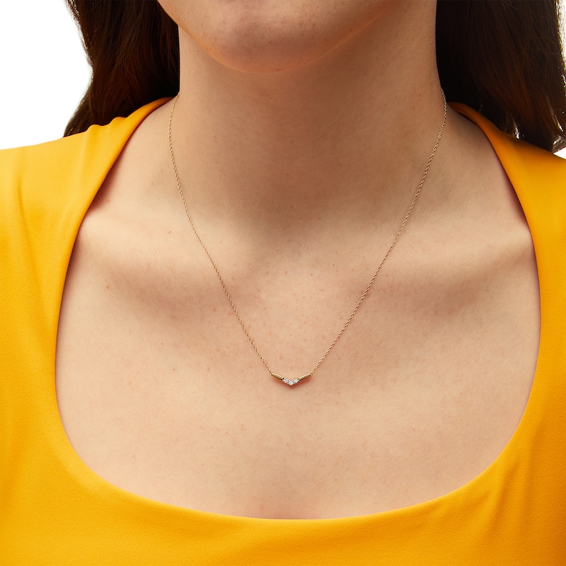 Diamond Accent Chevron Necklace in 10K Gold