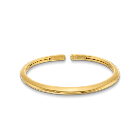 Polished Open Bangle in Sculpted Hollow 14K Gold - 7.25"
