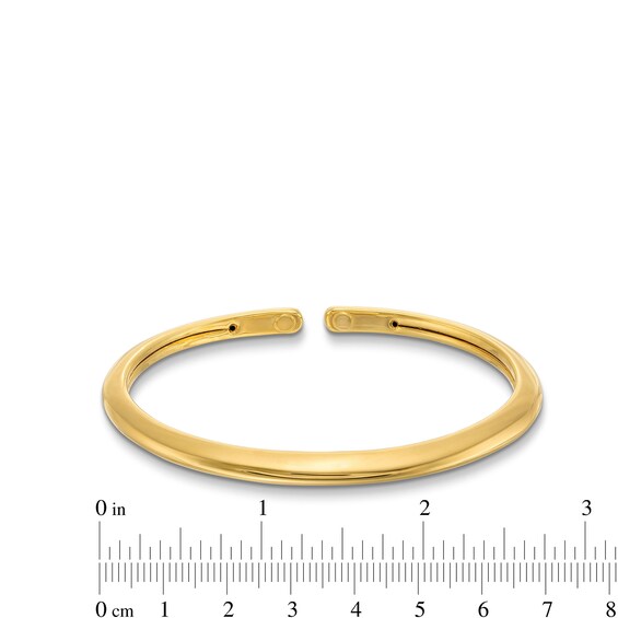 Polished Open Bangle in Sculpted Hollow 14K Gold - 7.25"