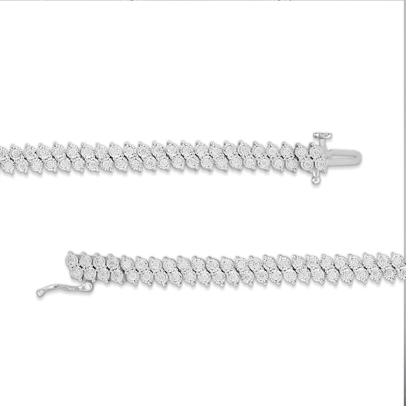 2 CT. T.W. Certified Lab-Created Diamond Miracle Double Row Bracelet in Sterling Silver (I/I1) - 7.25"