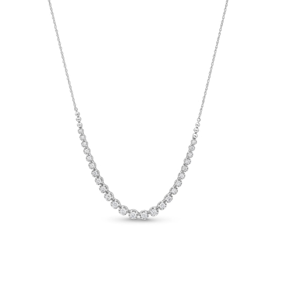 1 CT. T.w. Certified Lab-Created Diamond Graduated Necklace in 10K White Gold (I/I1)