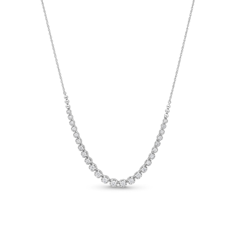 Main Image 1 of 1 CT. T.W. Certified Lab-Grown Diamond Graduated Necklace in 10K White Gold (I/I1)