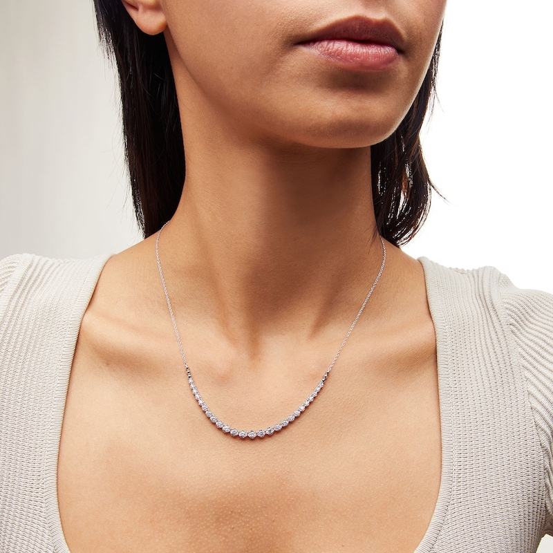Main Image 2 of 1 CT. T.W. Certified Lab-Grown Diamond Graduated Necklace in 10K White Gold (I/I1)