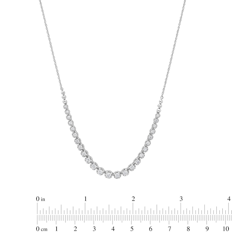 Main Image 4 of 1 CT. T.W. Certified Lab-Grown Diamond Graduated Necklace in 10K White Gold (I/I1)