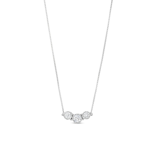 1/2 CT. T.w. Certified Lab-Grown Diamond Three Stone Necklace in 14K White Gold (F/Si2)