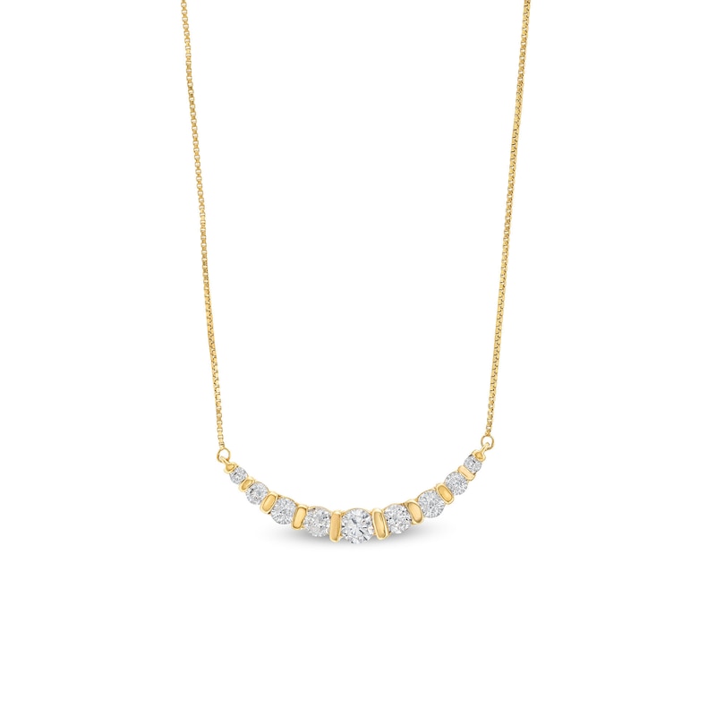 Main Image 1 of 1 CT. T.W. Certified Lab-Grown Diamond Graduated Curved Nine Stone Necklace in 14K Gold (F/SI2)