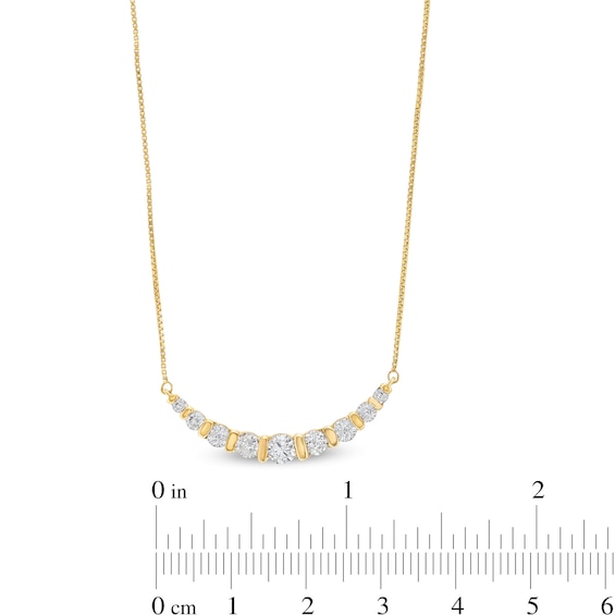 1 CT. T.w. Certified Lab-Grown Diamond Graduated Curved Nine Stone Necklace in 14K Gold (F/Si2)