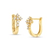 Thumbnail Image 1 of 1/4 CT. T.W. Diamond Cross Huggie Hoop Earrings in 10K Gold