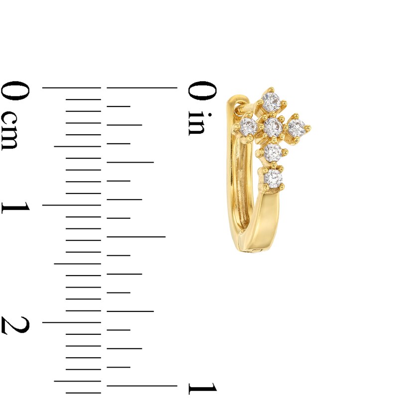 Main Image 3 of 1/4 CT. T.W. Diamond Cross Huggie Hoop Earrings in 10K Gold