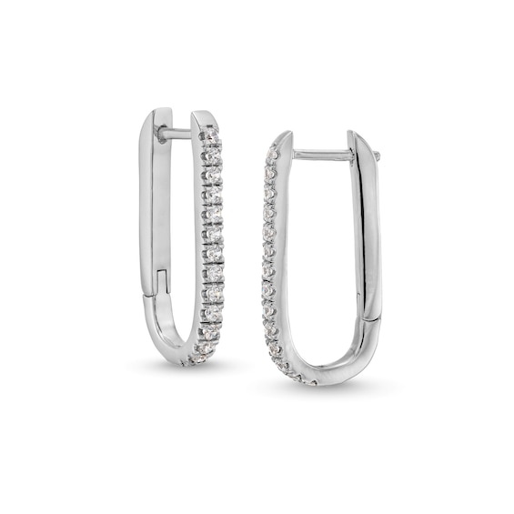 1/2 CT. T.w. Diamond U-Hoop Earrings in 10K White Gold