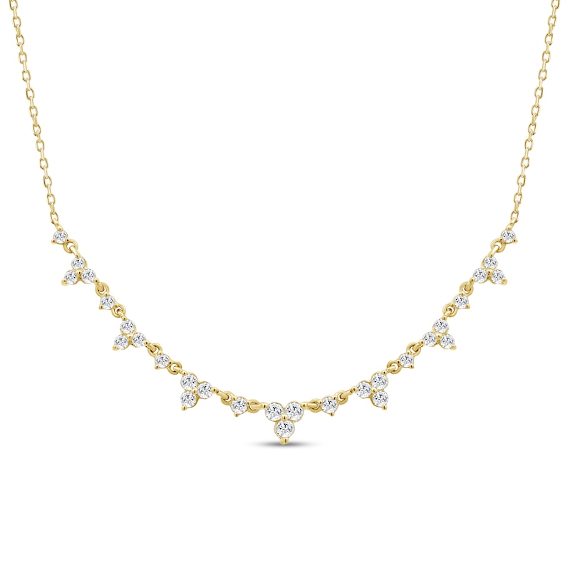 Main Image 1 of 1/2 CT. T.W. Diamond Alternating Necklace in 10K Gold