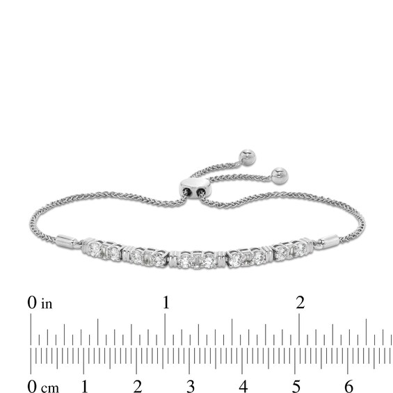 1 CT. T.w. Baguette and Round Diamond Trios Bolo Bracelet in 10K White Gold - 7.5"