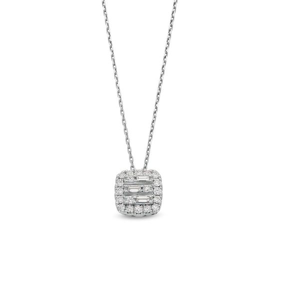 1/3 CT. T.w. Cushion-Shaped Multi-Diamond Frame Pendant in 10K White Gold - 19â