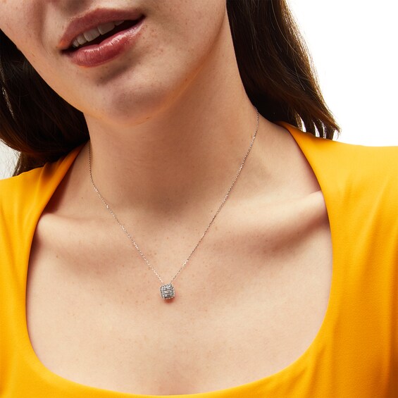 1/3 CT. T.w. Cushion-Shaped Multi-Diamond Frame Pendant in 10K White Gold - 19â