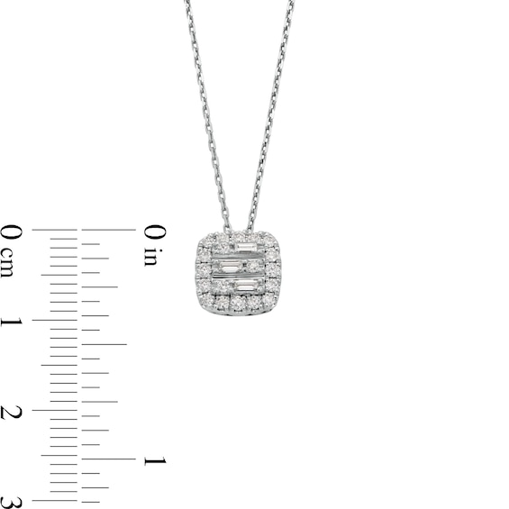 1/3 CT. T.w. Cushion-Shaped Multi-Diamond Frame Pendant in 10K White Gold - 19â