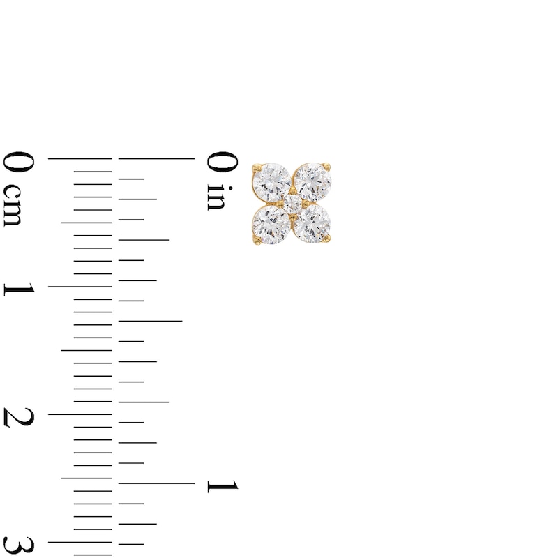 Main Image 3 of 3/4 CT. T.W. Diamond Five Stone Flower Stud Earrings in 10K Gold