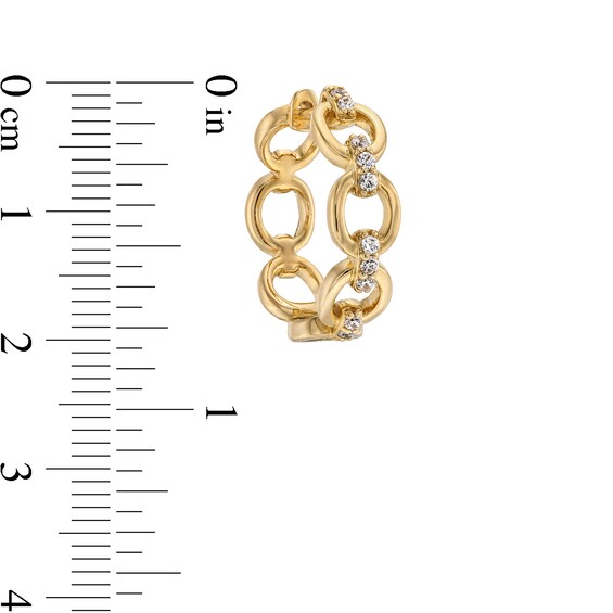 1/5 CT. T.w. Diamond Open Circle Chain Link Hoop Earrings in 10K Gold