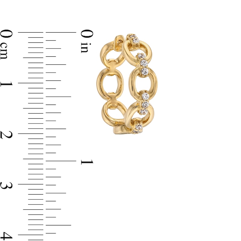 Main Image 3 of 1/5 CT. T.W. Diamond Open Circle Chain Link Hoop Earrings in 10K Gold