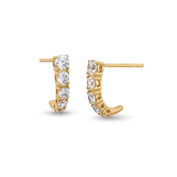 3/4 CT. T.w. Diamond Graduated Five Stone J-Hoop Earrings in 10K Gold