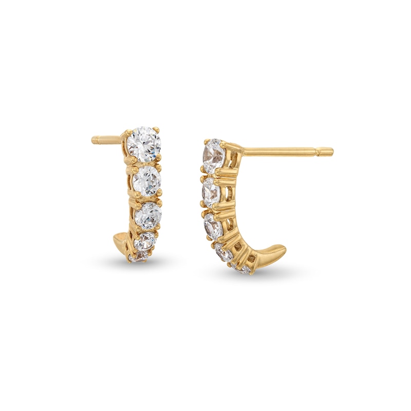 Main Image 1 of 3/4 CT. T.W. Diamond Graduated Five Stone J-Hoop Earrings in 10K Gold